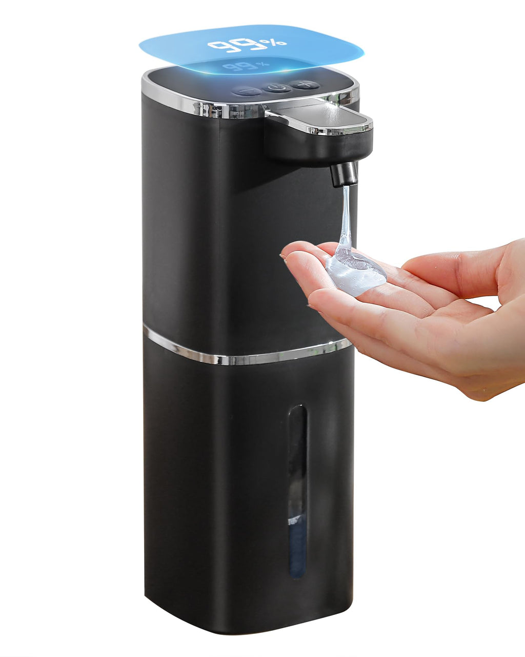 Automatic Liquid Soap Dispenser, 13.5oz/400mL, USB Rechargeable, 9-Level Adjustable, IPX5 Waterproof, Touchless & Wall/Tabletop, Compatible with Thick Thin Dish Soap for Kitchen Bathroom, Black