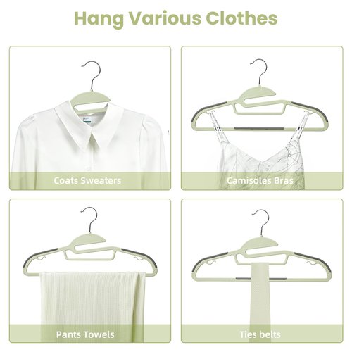 Heavy Duty Plastic Hangers 50 Pack with Non-Slip Design,0.2 Inches Thick,360°Swivel Hook Space Saving Organizer for Bedroom Closet,Shirts,Pants,Strong Enough for Coat(Matcha Green- S Shaped)