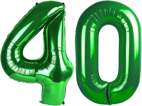 40 Inch Dark Green Number 40 Balloon - Giant Foil Decoration for 40th Birthday Party