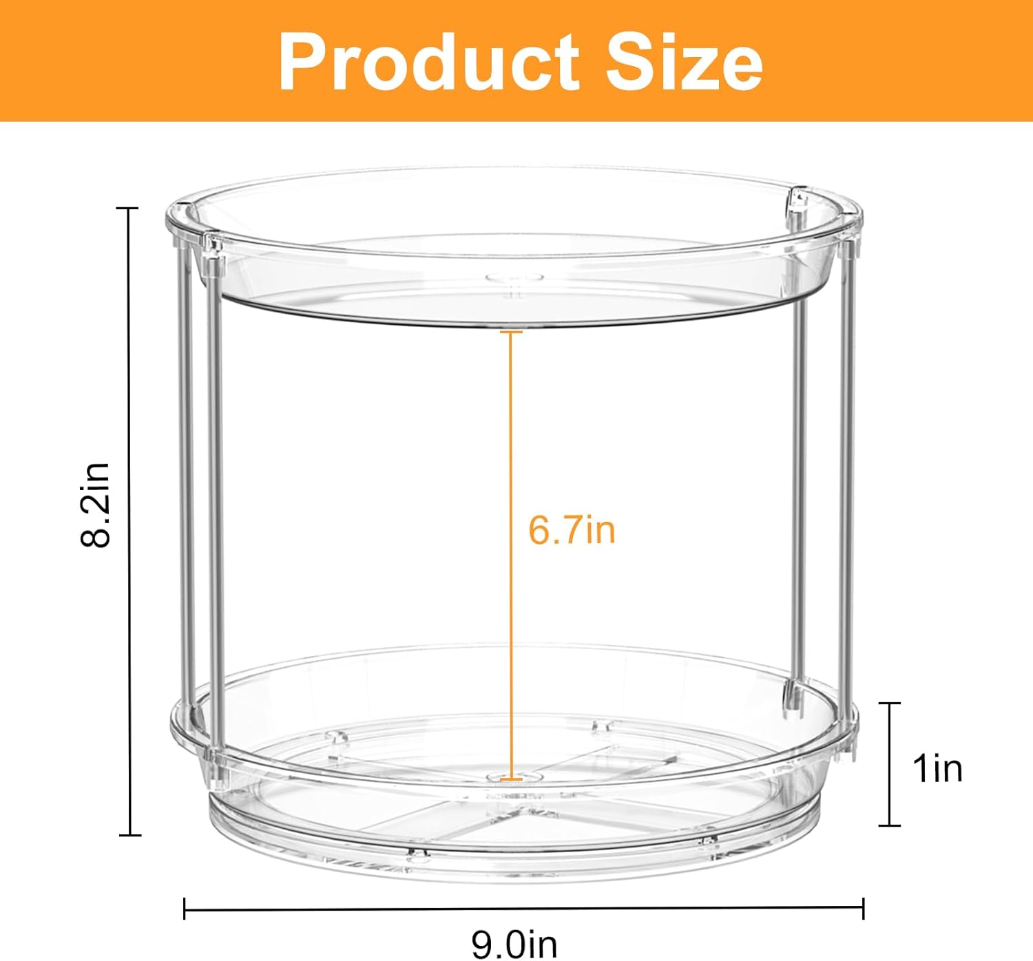 Skiennix 360 Rotating Makeup Organizer - 2-Tier Clear Vanity Turntable for Skincare & Perfume