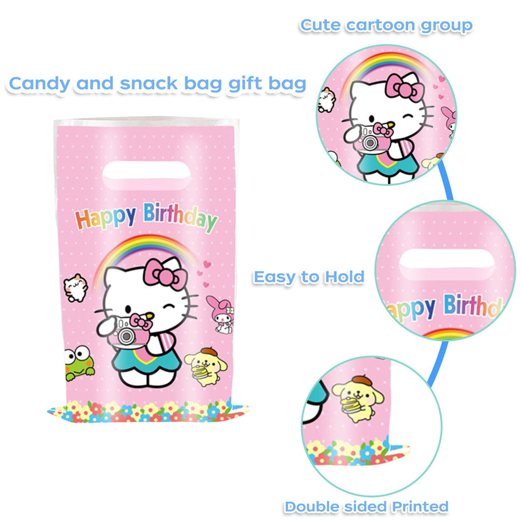 50 Pcs Cartoon Birthday Party Favor Bags, Cute Plastic Gift Bags, Birthday Party Candy Snack Bag (Pink)