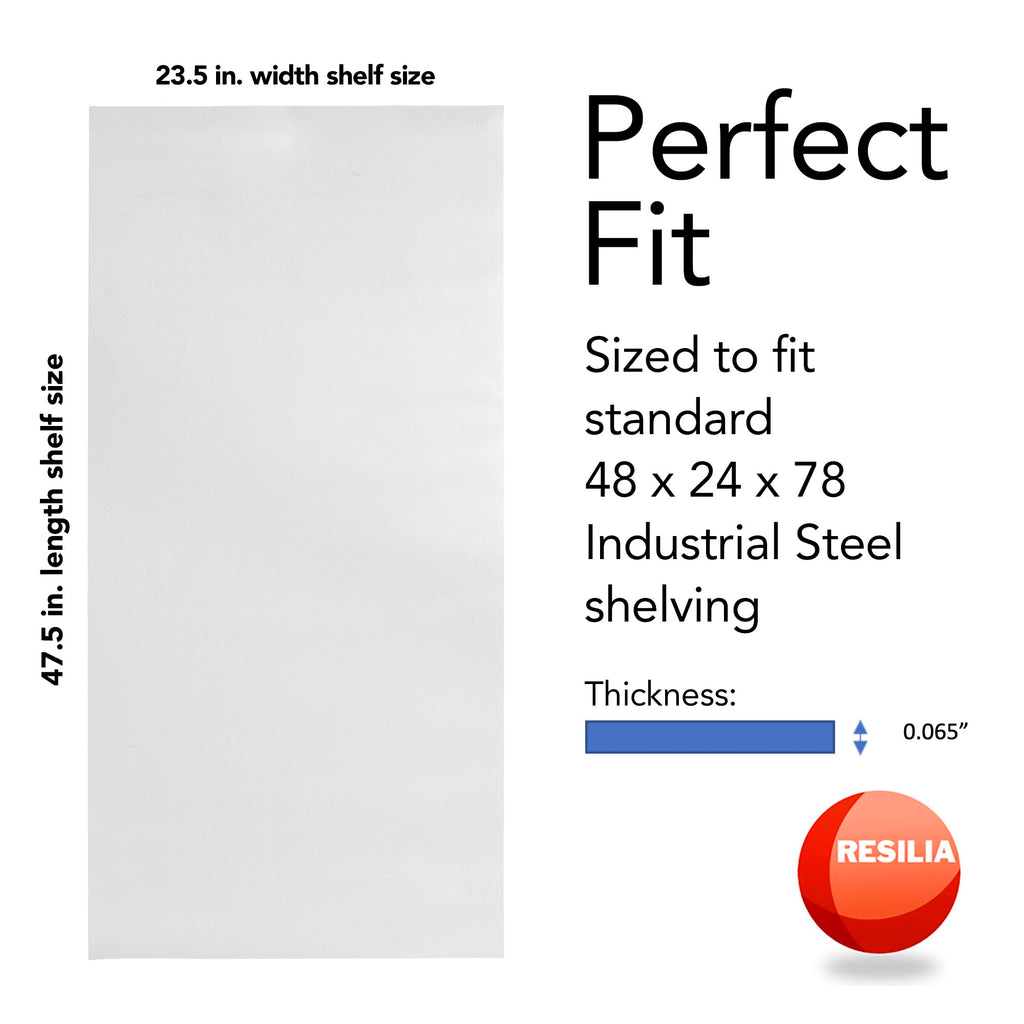 RESILIA Industrial Shelf Liner Set for Wire Shelving – 5 Pack, 24” x 48” Heavy Duty Waterproof Liners, Custom Fit Clear Plastic Vinyl Covers for Kitchen, Bathroom, Pantry, & Garage Rack, Made in USA