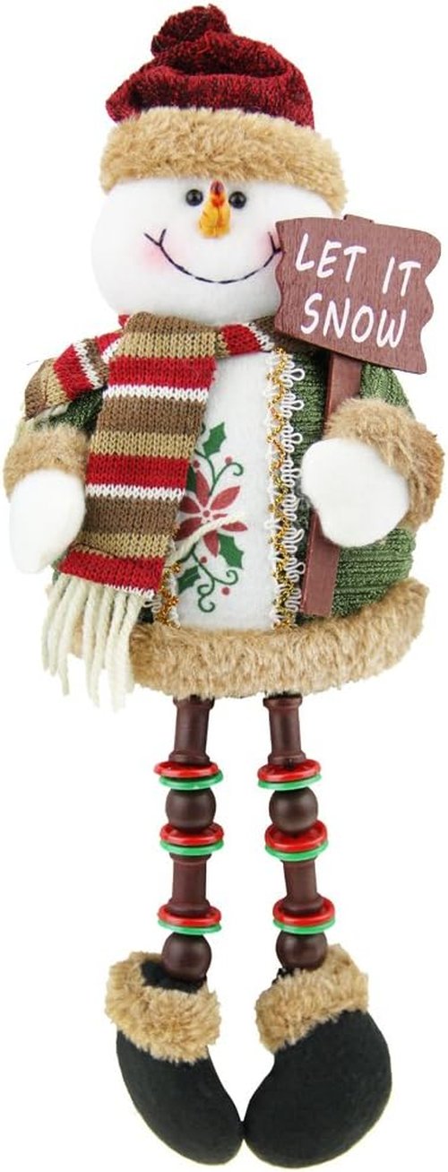 BXT Christmas Holiday Decor - Plush Snowman Shelf Sitter | Cute Santa Claus Gift for Home Decoration