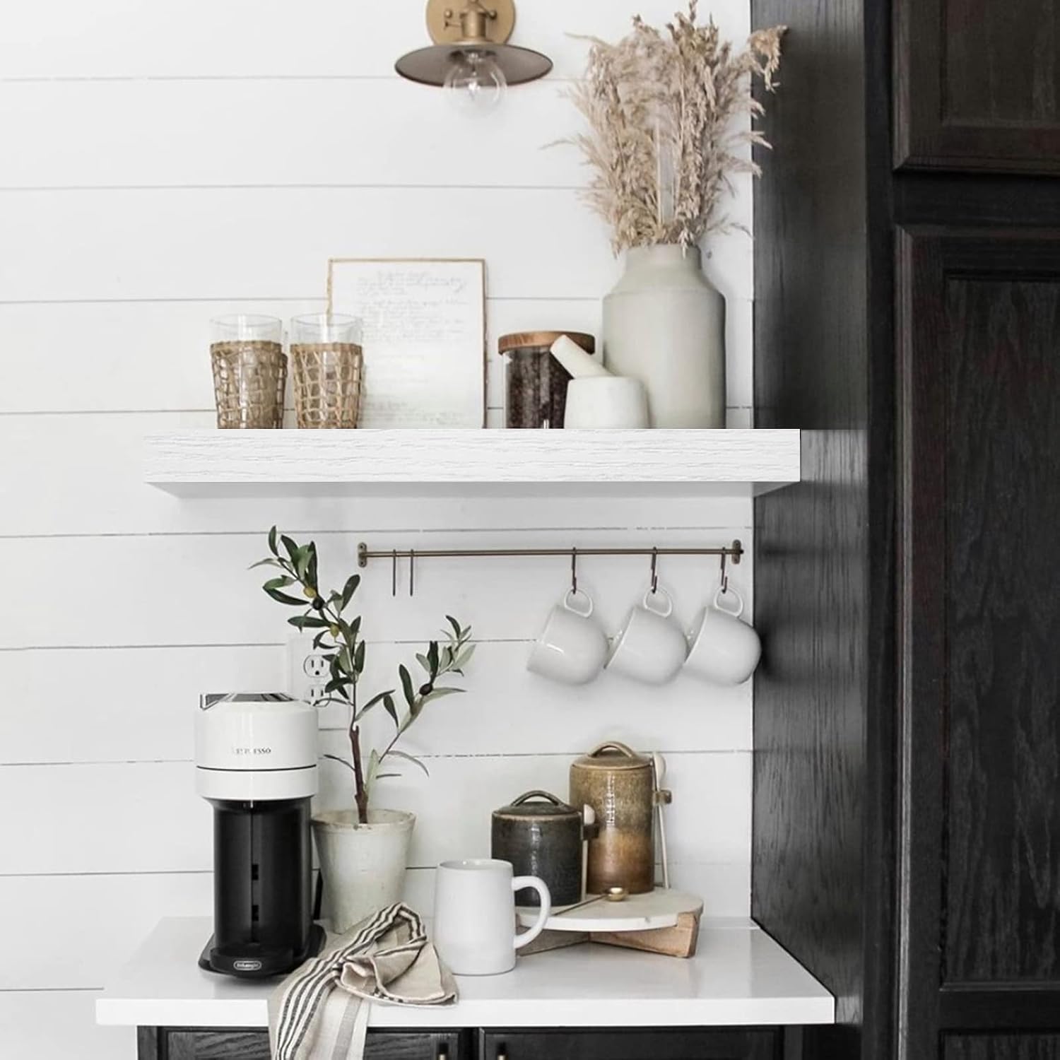 QEEIG Floating Wall Shelves - Stylish 16-Inch Bathroom & Bedroom Storage - Set of 4, White