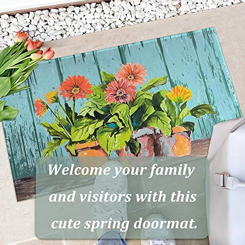 Spring Floral Door Mat 17x30 - Non-Slip Welcome Decor