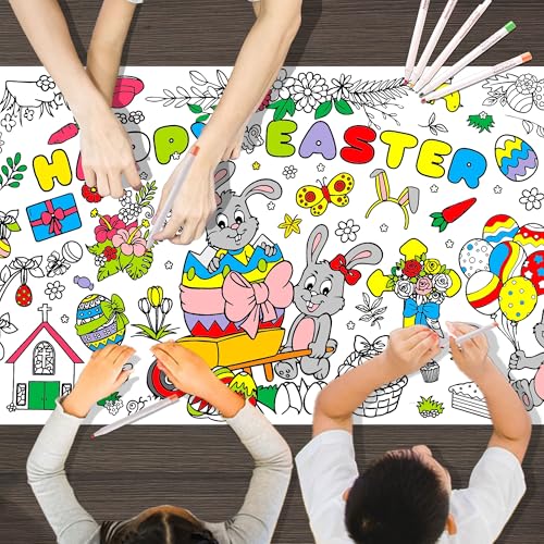 Easter Giant Coloring Tablecloth for Kids - 72" x 30"