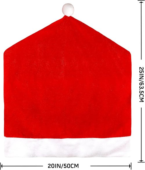 Hongsome Christmas Chair Back Covers - Set of 4 Cute Santa Hat Decorations for Holiday Dining