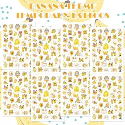 Cute Banana Temporary Tattoos 96 Pcs Waterproof Kids Party Favors