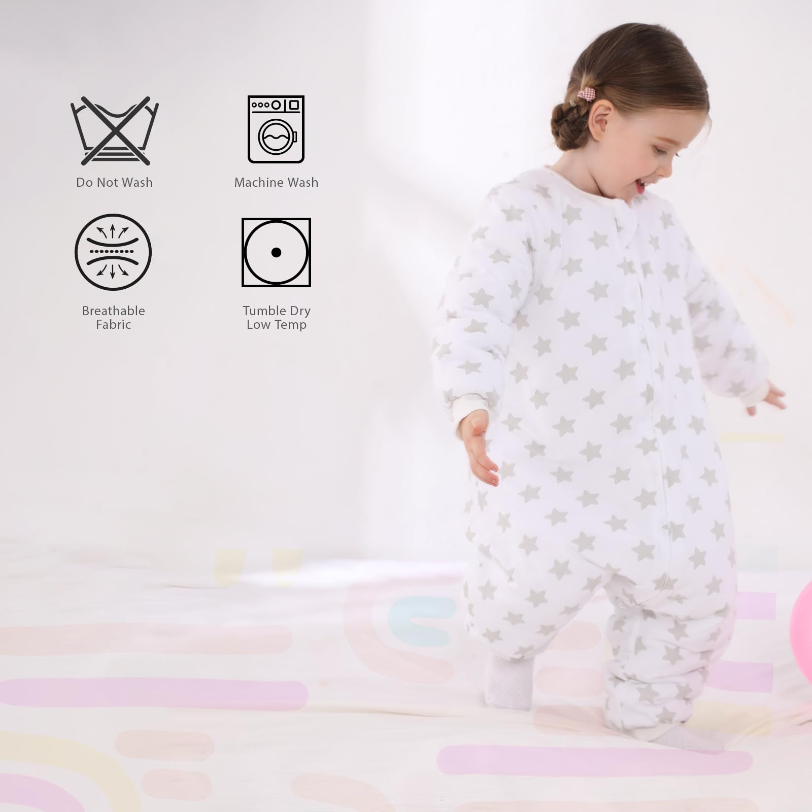 WONDAY Toddler Sleep Sack with Legs, 2.5 TOG Winter Wearable Blanket, Cozy Cotton Walker Sleep Sack for Boys & Girls 3T 4T 5T