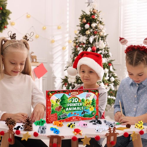 JOICEE Christmas Advent Calendar - 24 Mini 3D Animal Figurines | Flexible Fidget Toys for Kids