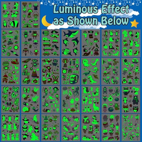 Glow in the Dark Temporary Tattoos for Kids Party Favors 30 Sheets