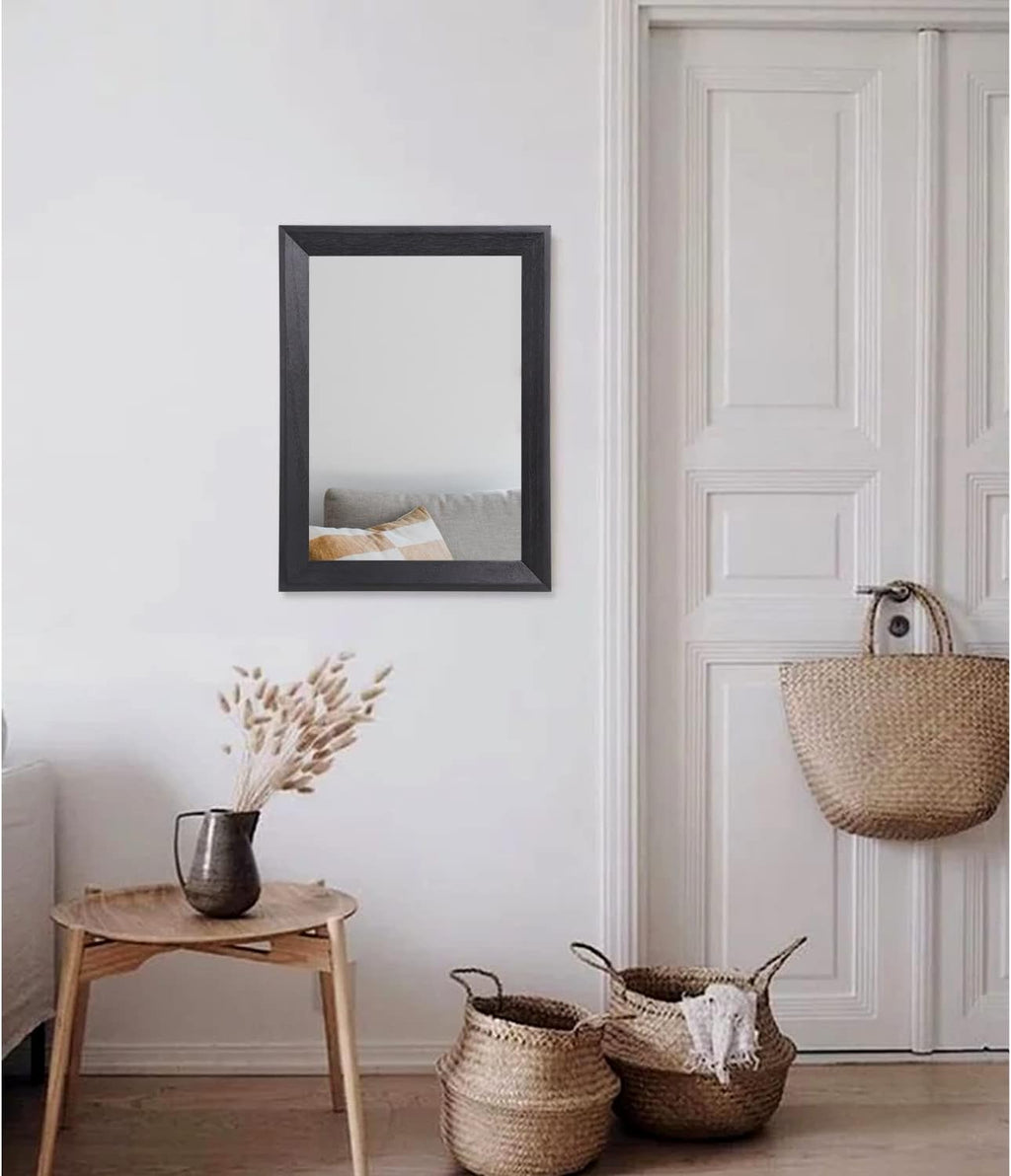 AAZZKANG Black Rectangle Wall Mirror - Decorative Wood Framed Design for Bedroom, Bathroom & Entryway