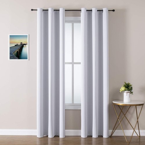 ChrisDowa Grommet Blackout Curtains - Thermal Insulated Room Darkening Panels, Greyish White, 42W x 84L
