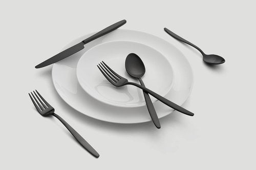 Cambridge Silversmiths Nylah Black Satin 20-Piece Flatware Set, Service for 4