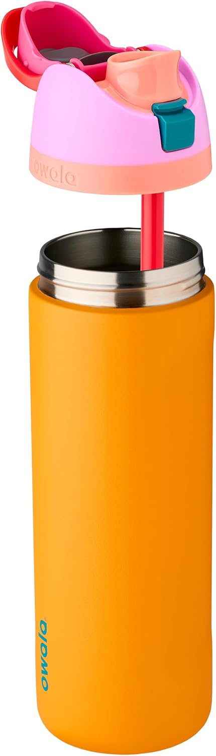 Owala FreeSip Insulated Stainless Steel Water Bottle - 24 oz BPA-Free | Tropical Design for Sports & Travel