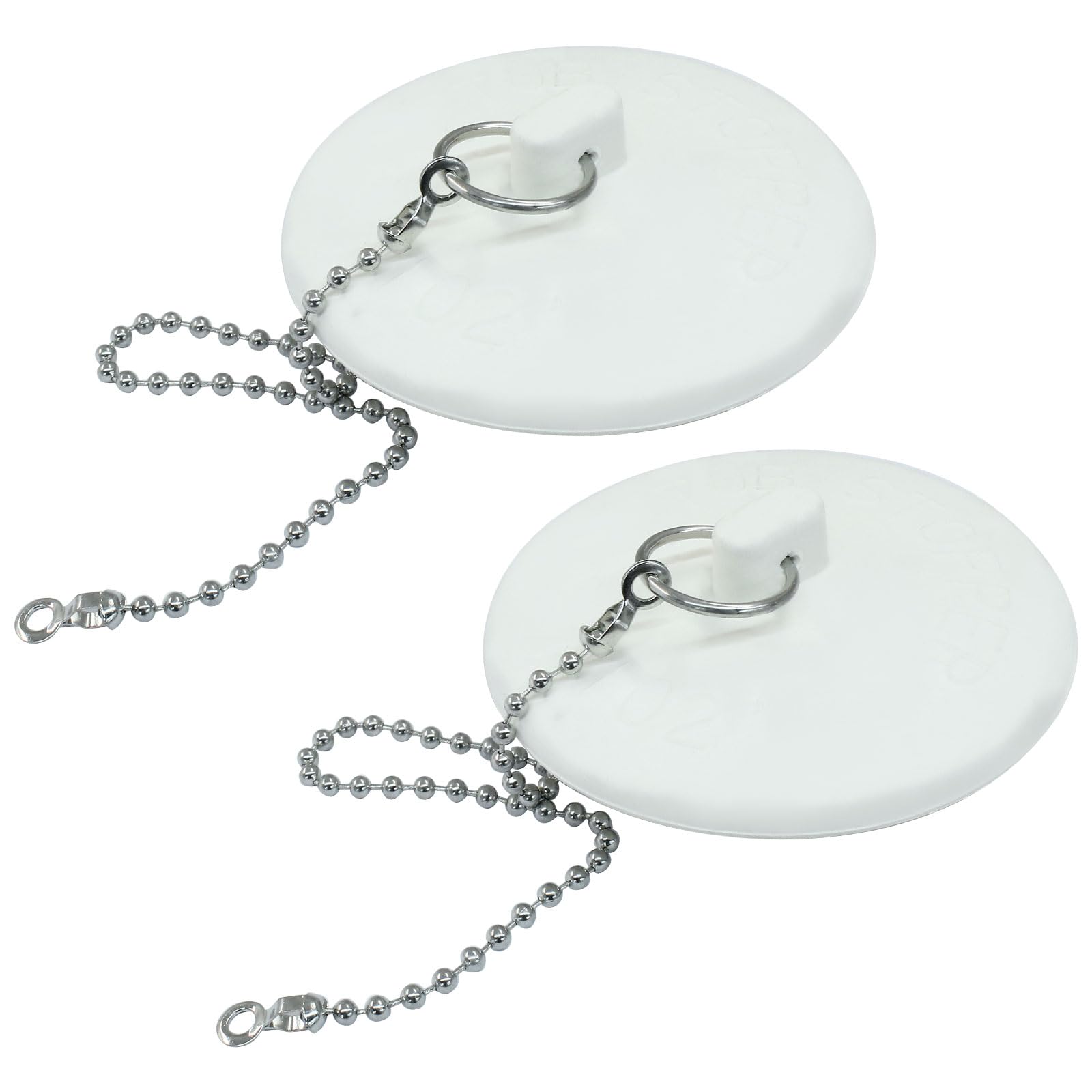 ISDVBUY 2 Pack Heavy Duty Drain Plugs, Rubber Tub Stopper Fits 1.5" - 2" Kitchen Sinks, Stainless Steel Chain Included, Multi - Use Drain Seals for Bathroom Tubs & Laundry Basins
