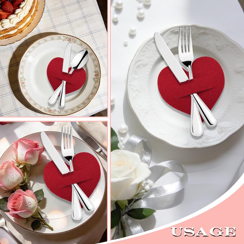 Valentine's Day Heart Shaped Silverware Holders - 10 Pcs Set
