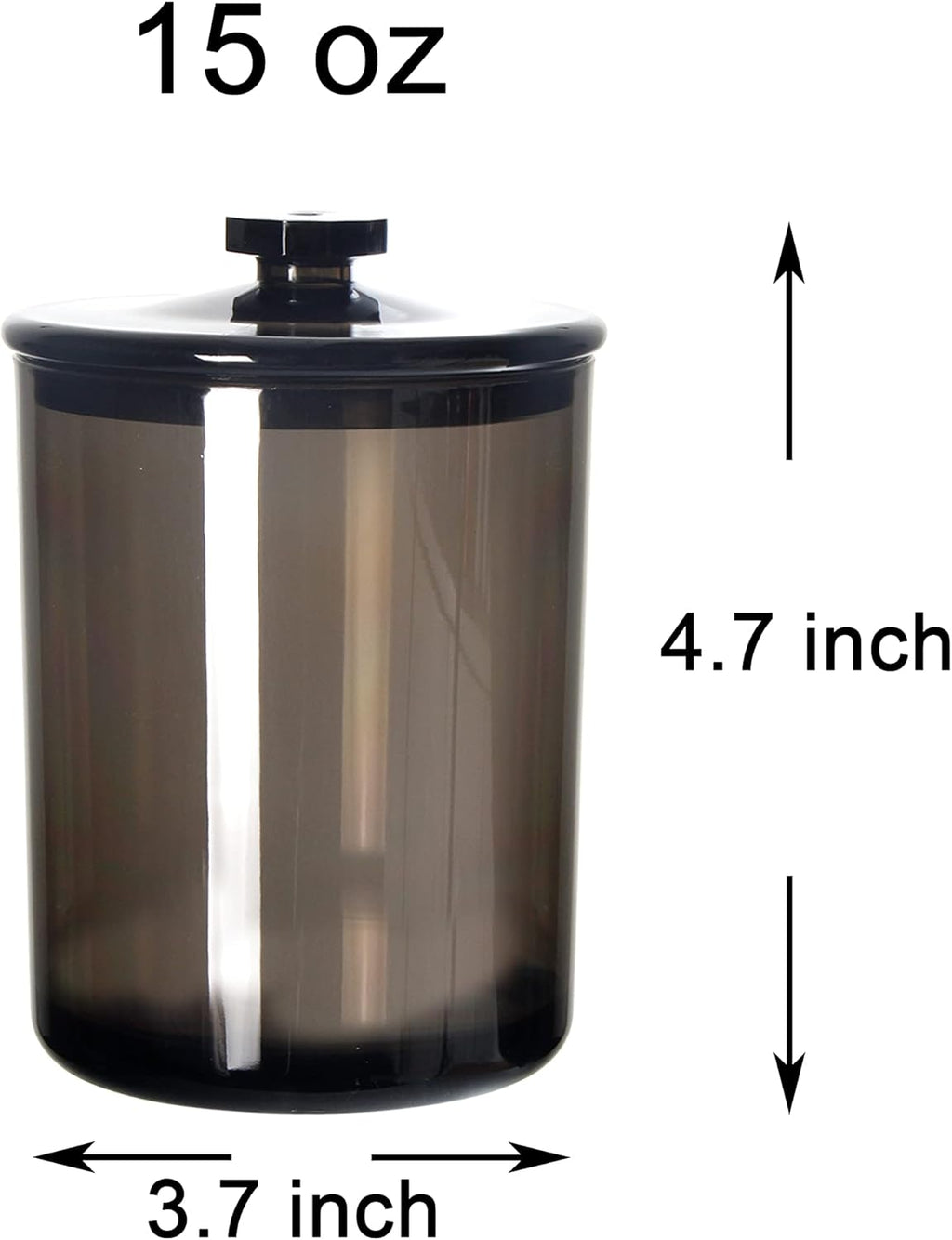 Youngever Apothecary Jars - Black Plastic Qtip & Cotton Swab Holder | Bathroom Vanity Organizer (2 Sets, 15 oz)