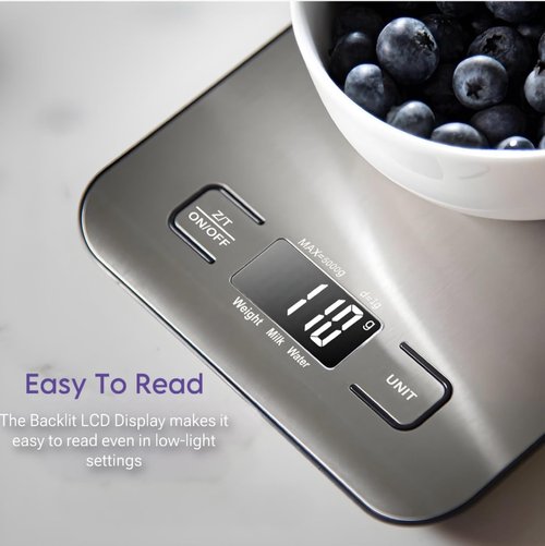 Digital Kitchen Scale by [Brand Name] - Precision Food Scale for Cooking & Baking | Stainless Steel, LCD Display, Compact Design