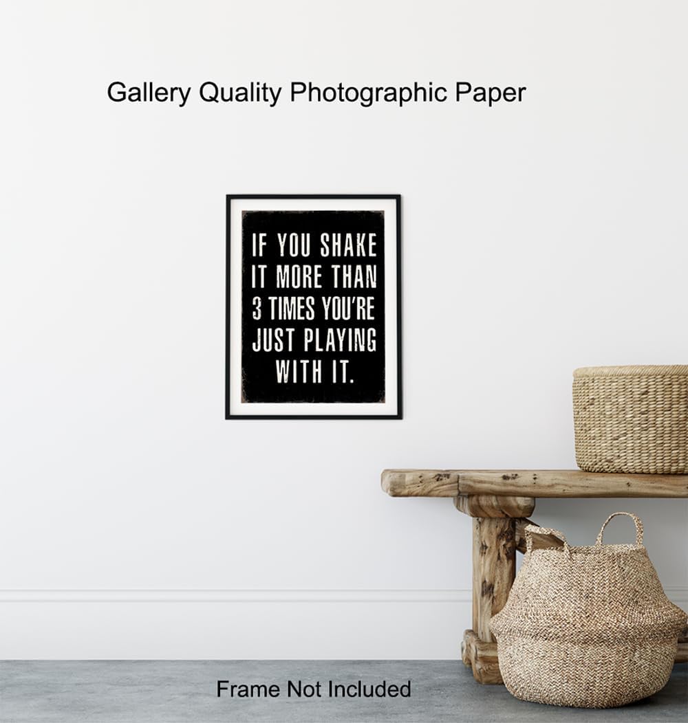 Skiennix Bathroom Wall Decor - Rustic Black Funny Sayings | Cute Sarcastic Gifts for Him - Small Masculine Art Print