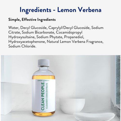 Clean People Cleaner Concentrate - All-Purpose Cleaner for Multi-Purpose Cleaning, Bathrooms, Floors, Concentrated, Recyclable Packaging (Lemon Verbena Scent) 4oz (2 Pack)