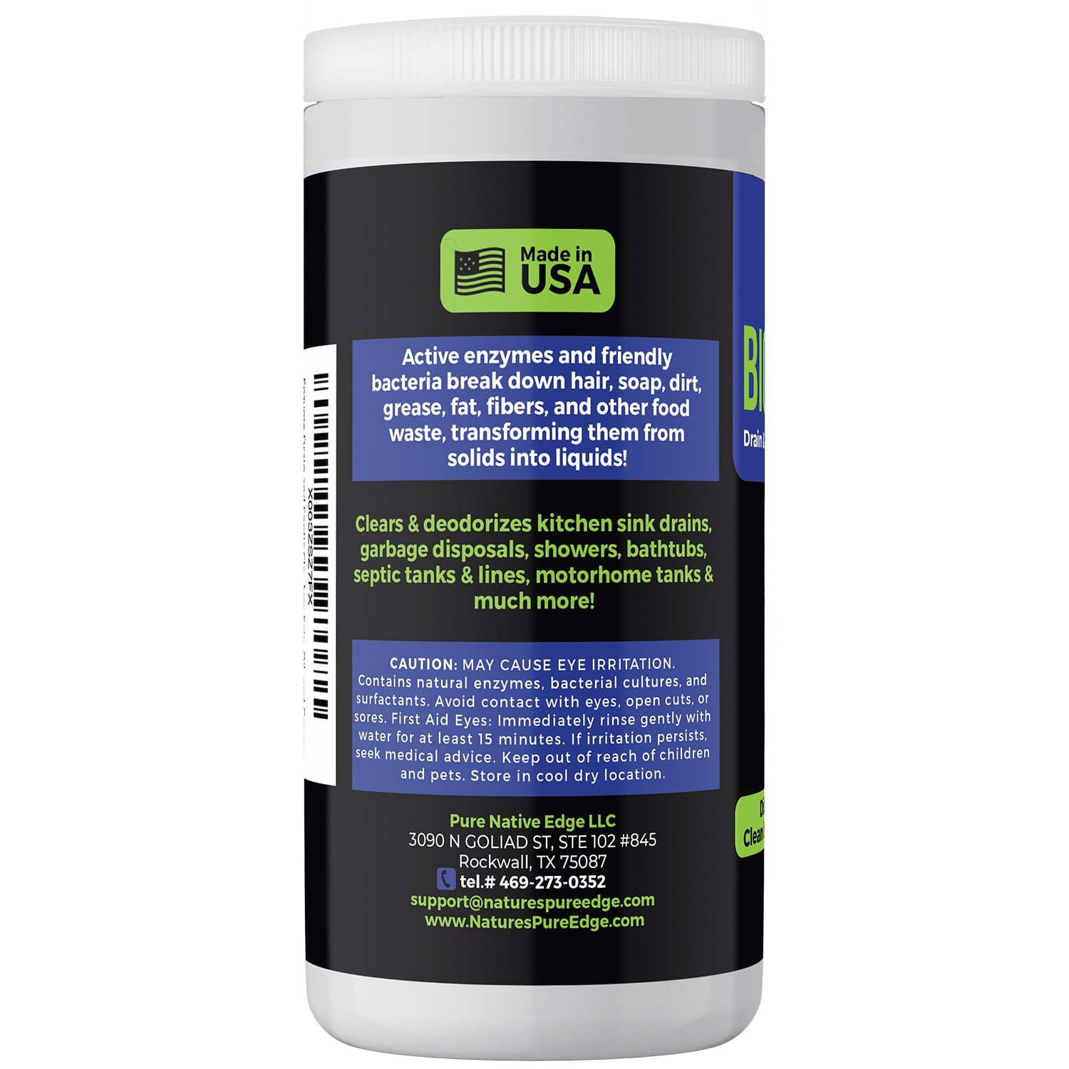 Enzyme Drain and Septic Cleaner and Friendly Bacteria Booster. Extra Large 2 lb. Deodorizes and Unclogs Pipes - Septic Tanks - RV Tanks-and More. No Caustic Chemicals! Dissolves Fats, Oil, and Grease.