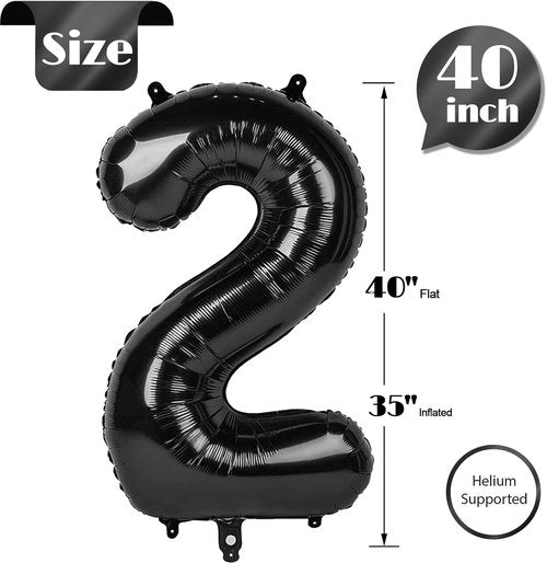 IWERP 40-Inch Black Balloon - Unisex Birthday Decoration | Reusable, Self-Sealing Foil Mylar