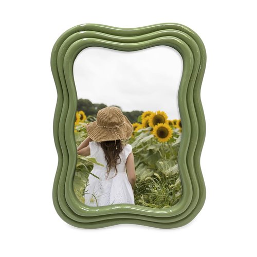 Isaac Jacobs 4x6 Green Curved Deco Frame for Tabletop and Wall Display, Decorative Art, Design, Home Décor, Gift (4x6, Green)