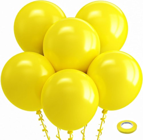 Bezente Yellow Balloons - 18 Inch Thick Latex Balloons for Bridal Shower & Birthday Decor | 30 Pack