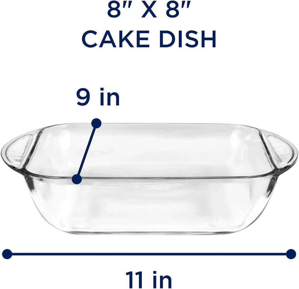 Skiennix 8" x 8" Glass Cake Pan - Durable, Non-Stick Design for Perfect Baking Every Time