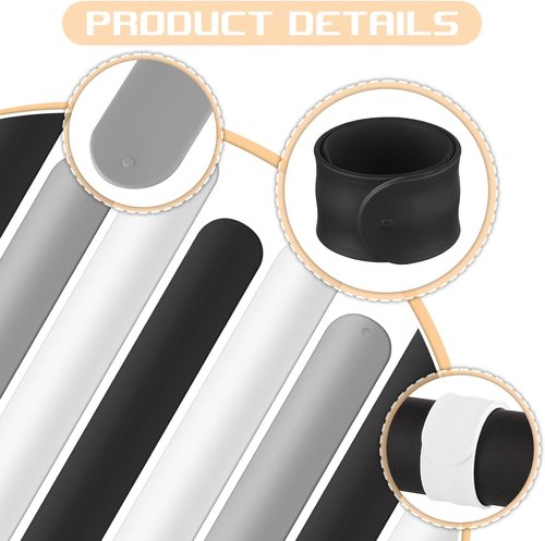 Cunhill Wrapping Paper Holder Clips - 9 Silicone Covered Metal Slap Bands for Gift Wrapping & Home Organization | White, Black, Grey