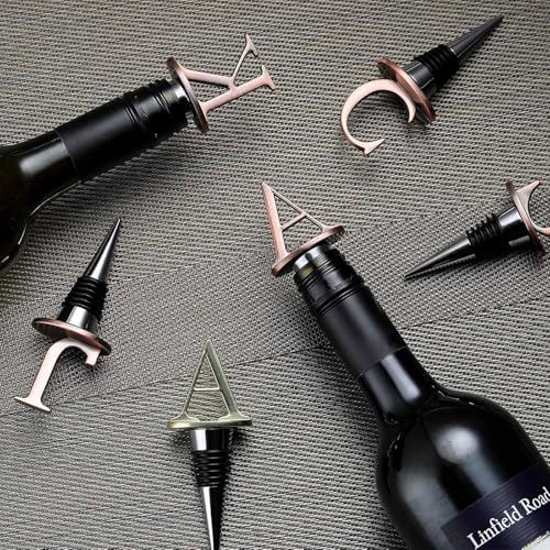 SANDAO Initial Letter Wine Stopper - Bronze Monogram Silicone Bottle Saver