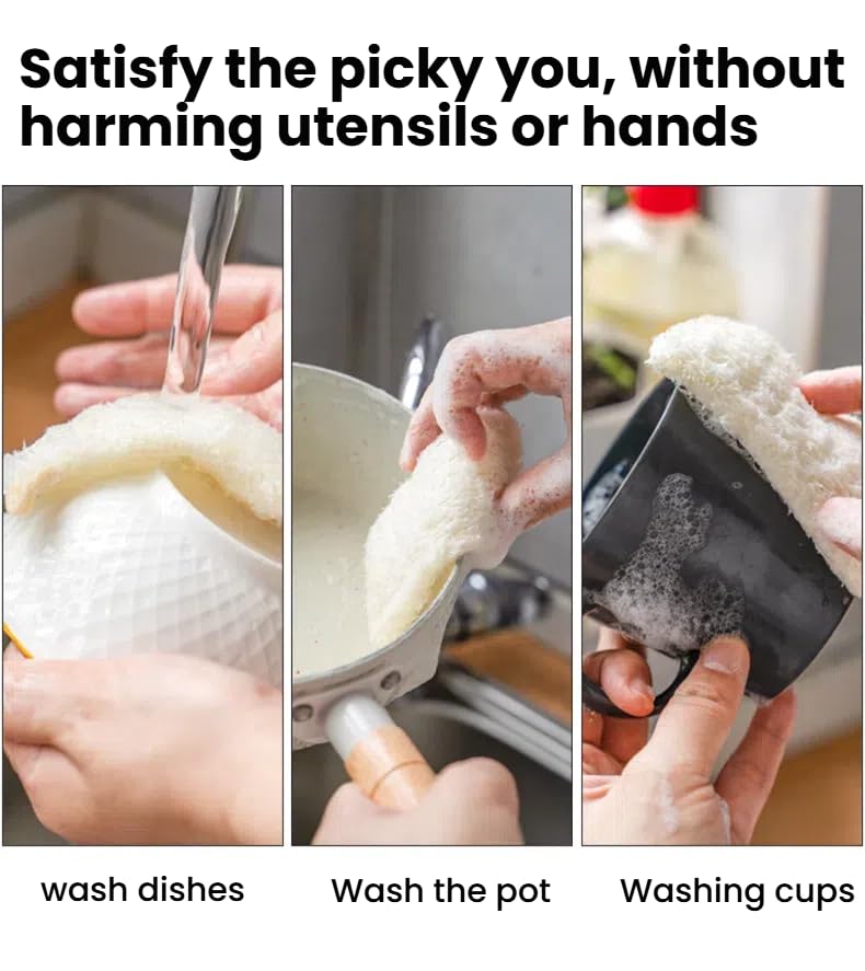 4 Pack Natural Loofah Sponges - Eco-Friendly Dish Cleaning