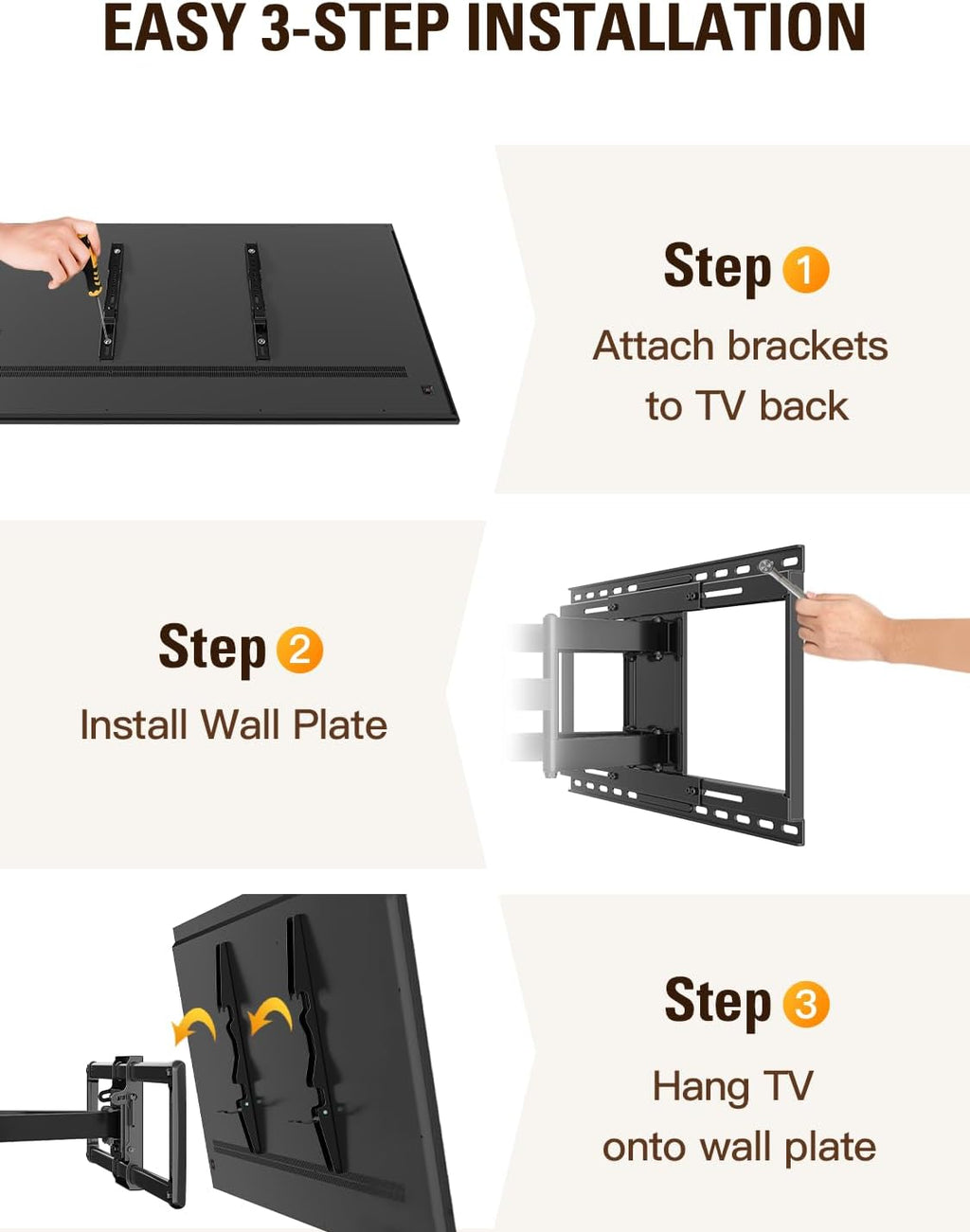 Mounting Dream TV Wall Mount - Full Motion Articulating Dual Arms for 42-86" TVs | Max VESA 600x400mm, 132 lbs Capacity