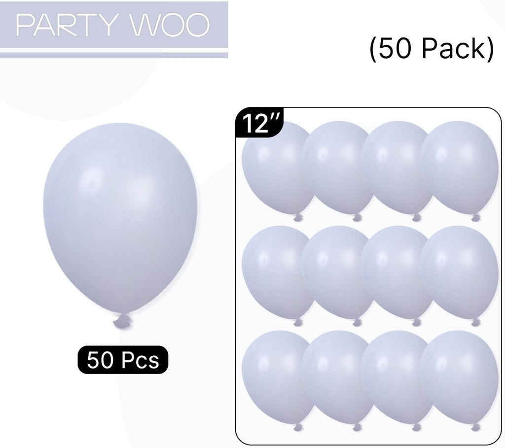 PartyWoo Dusty Blue Balloons - 50pcs 12 Inch Slate Blue Latex Helium Balloons for Celebrations