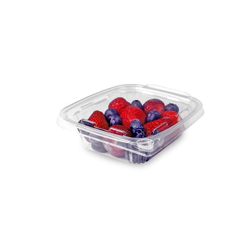 BUT-N-LOC 8oz RPET Clear Hinged Lid Tamper Evident Container - durable, stackable, to go box - 240pcs
