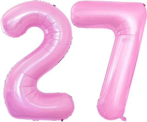 GOER 27th Birthday Balloons - 42 Inch Jumbo Foil Helium Balloons in Light Pink for Party Decorations