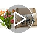 Easter Bunny Throw Pillow Cover - Blue & White Floral Design, 12x20