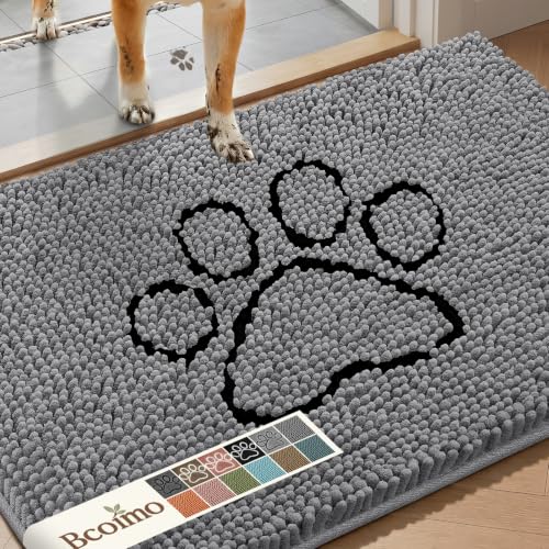 Bcoimo Chenille Dog Doormat - Absorbent Non-Slip Indoor Rug