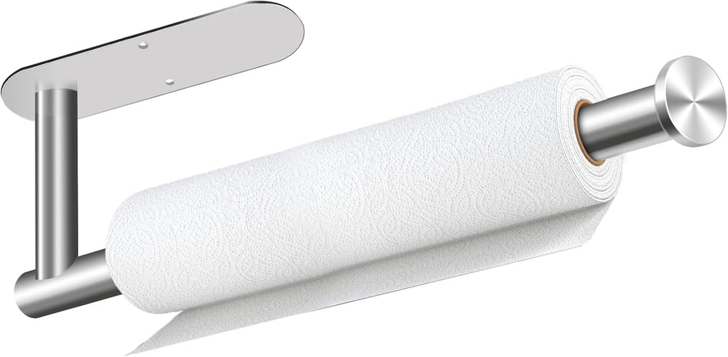 Stainless Steel Paper Towel Holder by [Brand Name] - Self-Adhesive or Drilling | Wall Mount for Kitchen & Bathroom