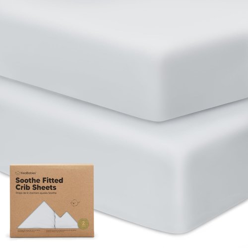 KeaBabies Organic Crib Sheets - 2-Pack Fitted Jersey Cotton for Baby Bed | Soft & Breathable (Hazy) 52x28