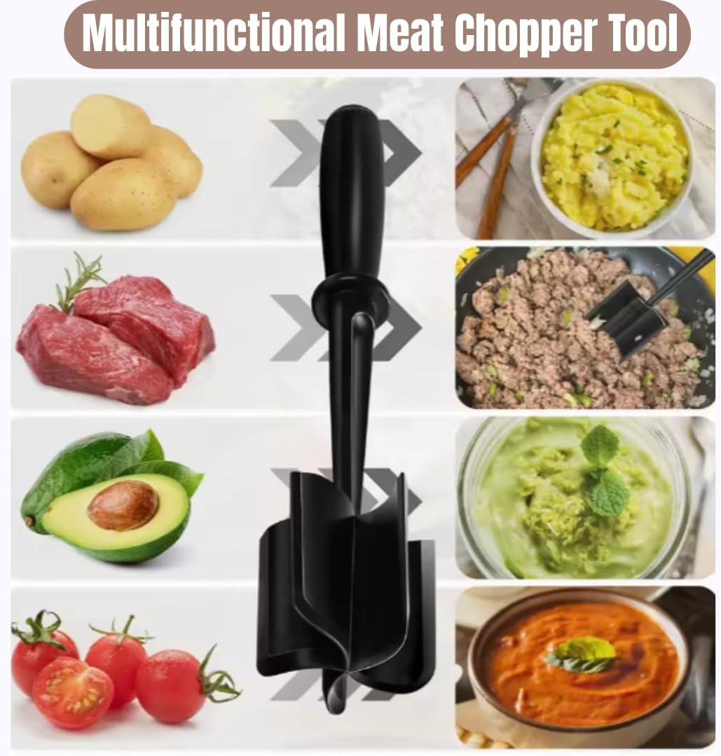 Meat Chopper - Premium Nylon Hamburger Smasher & Potato Masher for Easy Cooking | Heat Resistant Tool