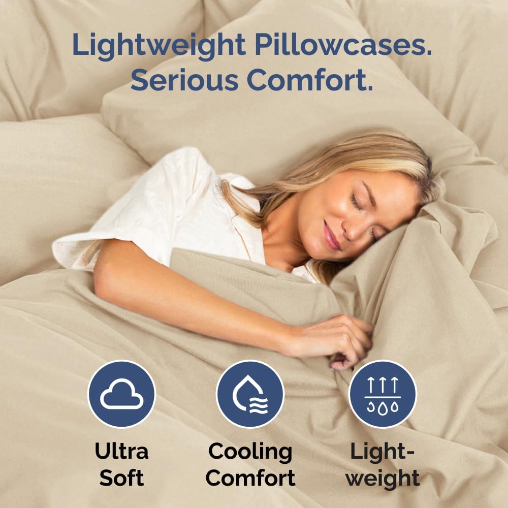 Skiennix Body Pillowcases Set of 2 | 20x54 Long Soft Pillow Covers for Side Sleepers - Comfy, Breathable, Machine Washable (Cream)