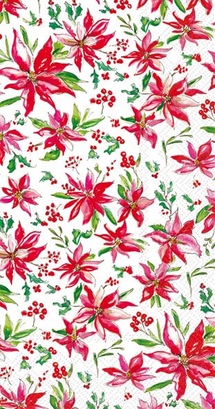 IHR Poinsettia 3-Ply Disposable Dinner Napkins - 16 Count