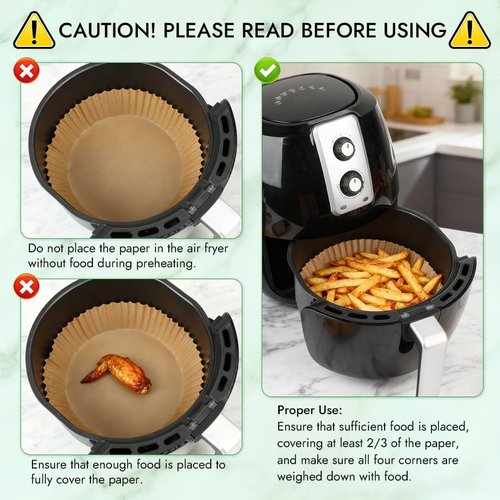 BYKITCHEN 300PCS Air Fryer Parchment Paper Liners - Round Disposable for 2 to 5QT Air Fryers | Compatible with Ninja, CHEFMAN, Cosori & More