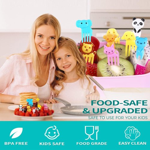 FATLODA 156PCS Animal Food Picks - Fun Bento Box Accessories for Kids | Reusable Lunchbox Picks