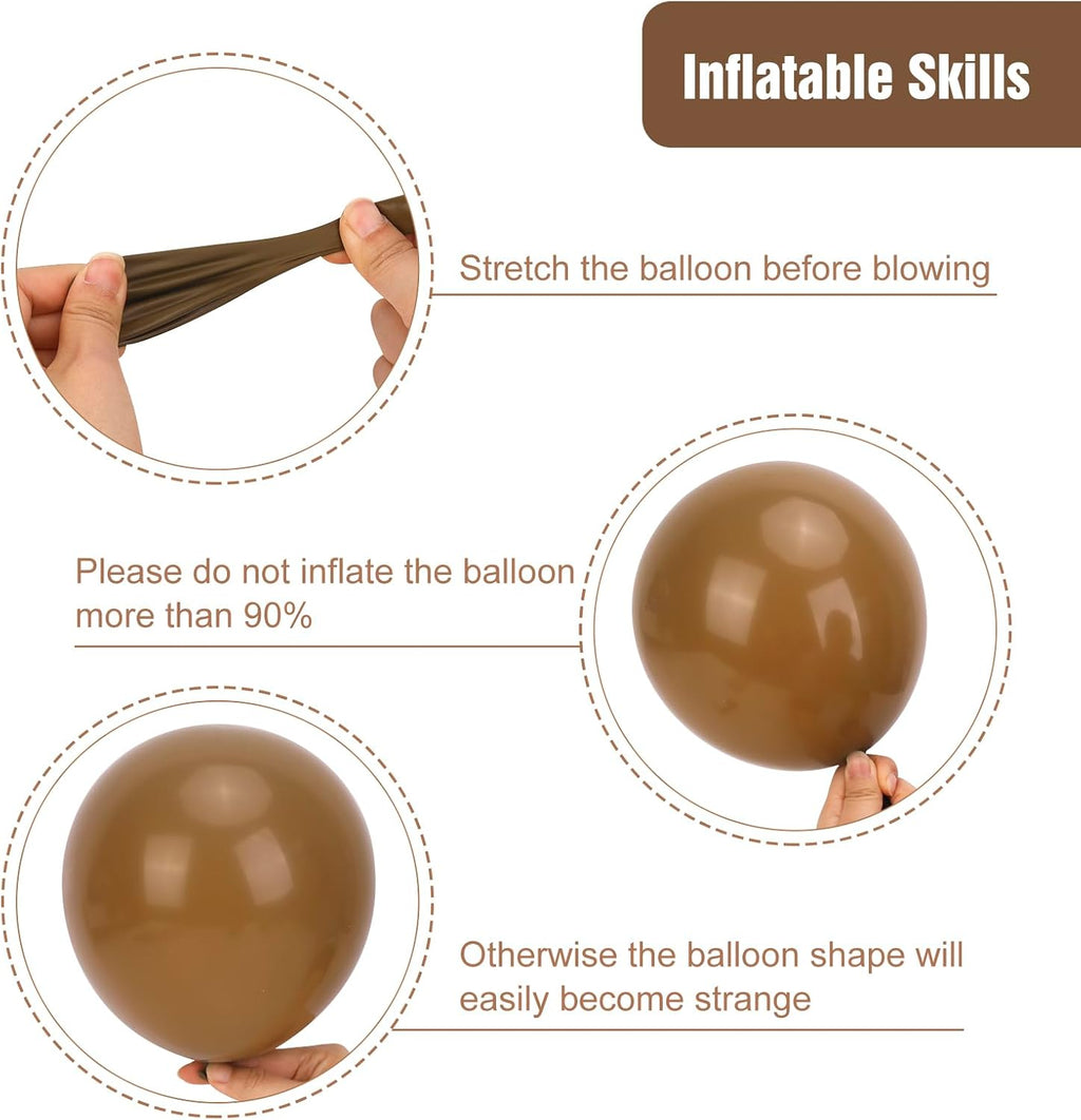 RUBFAC Brown Balloon Garland Kit - 129pcs Latex Balloons in 5-12 Inch Sizes for Safari Baby Shower & Jungle Birthday Party