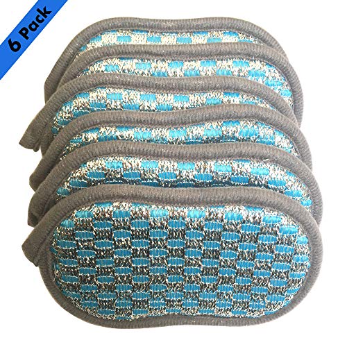 HOVhomeDEVP Non-Scratch Kitchen Scrub Sponges - Dual-Sided, Blue, 6 Pack