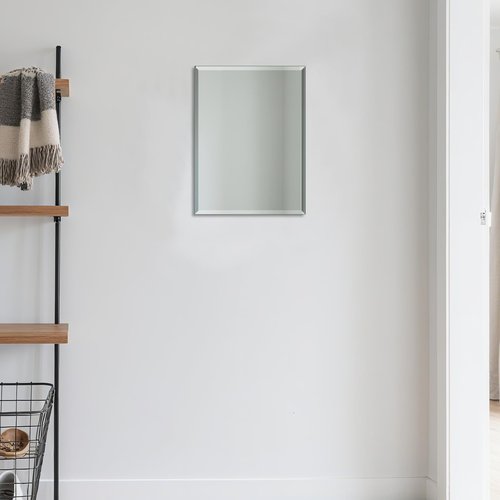 Beveled Bathroom Mirror for Wall, Rectangle Frameless Wall Mirror 16" x 12" Inch for Vanity Living Room Entryway Bedroom
