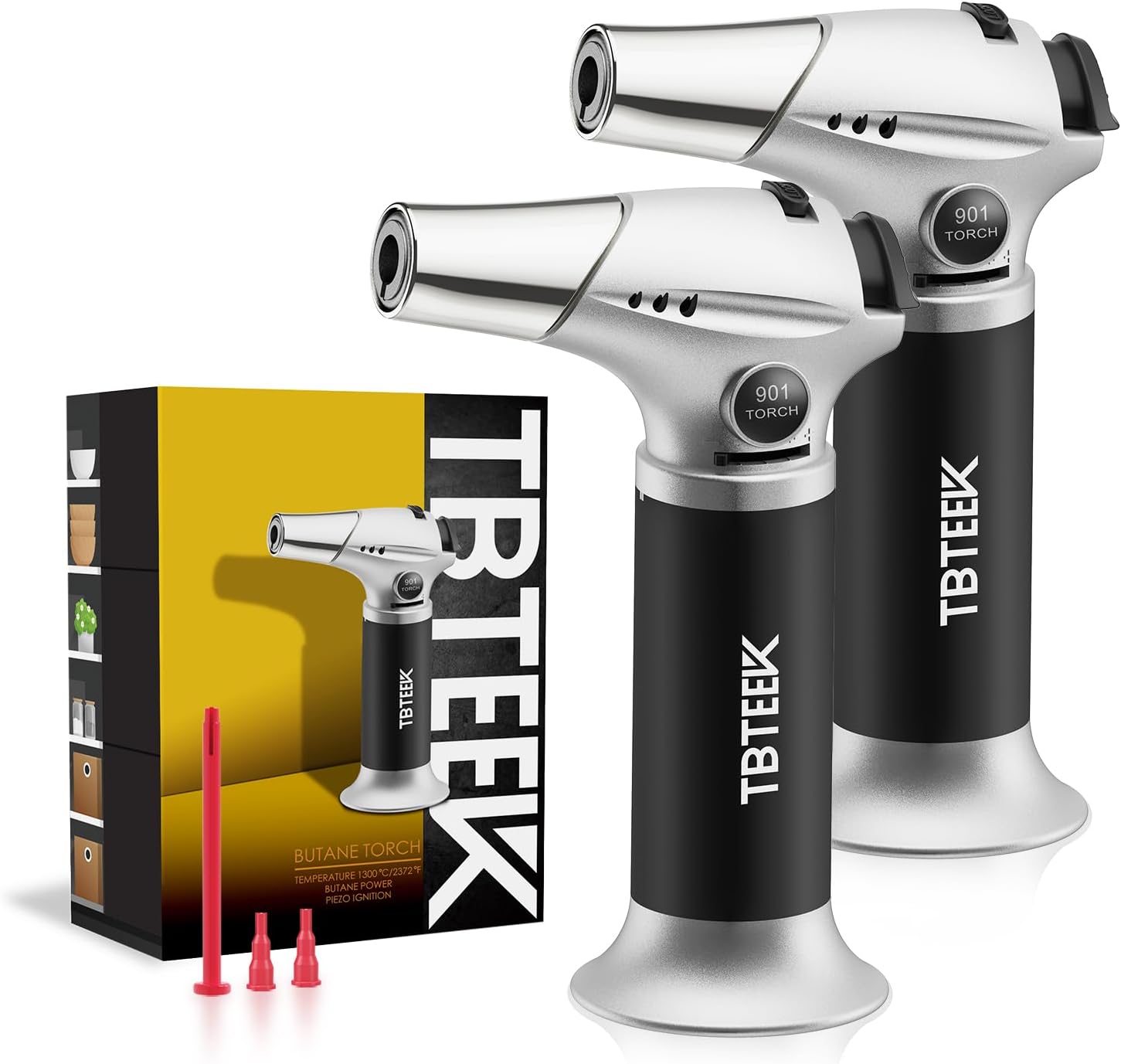 TBTeeK Butane Torch - Adjustable Flame Kitchen Torch with Safety Lock | 2-Pack for Cooking & DIY